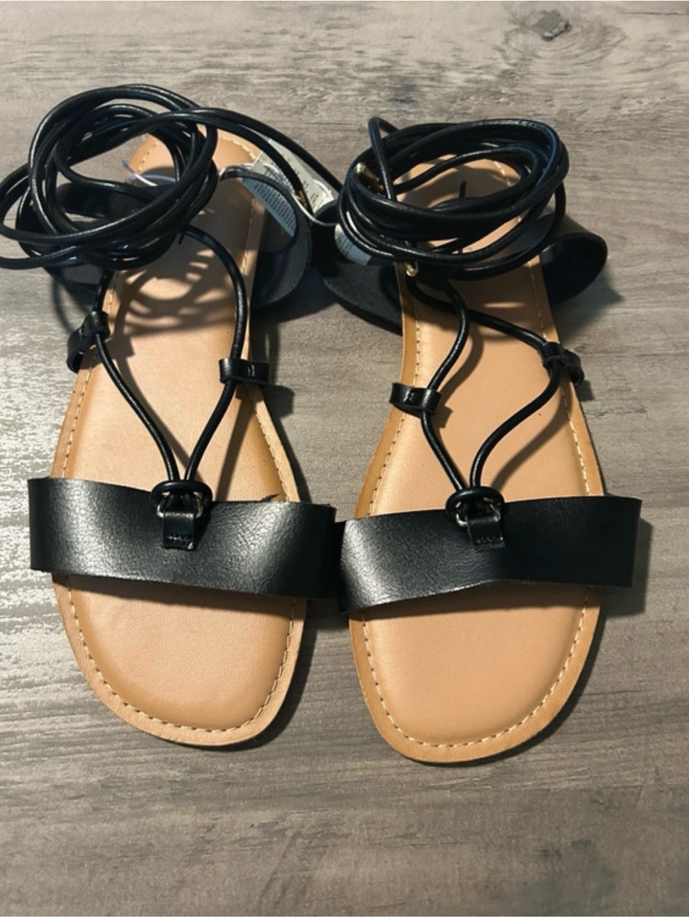 Old Navy Black Lace-Up Strappy Flat Sandals